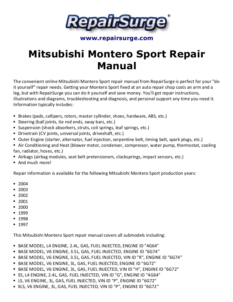 2004 mitsubishi montero sport manual